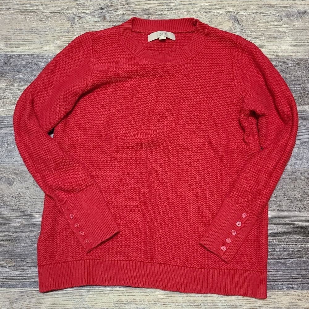 Loft Red Cotton Sweater - Picture 1 of 9